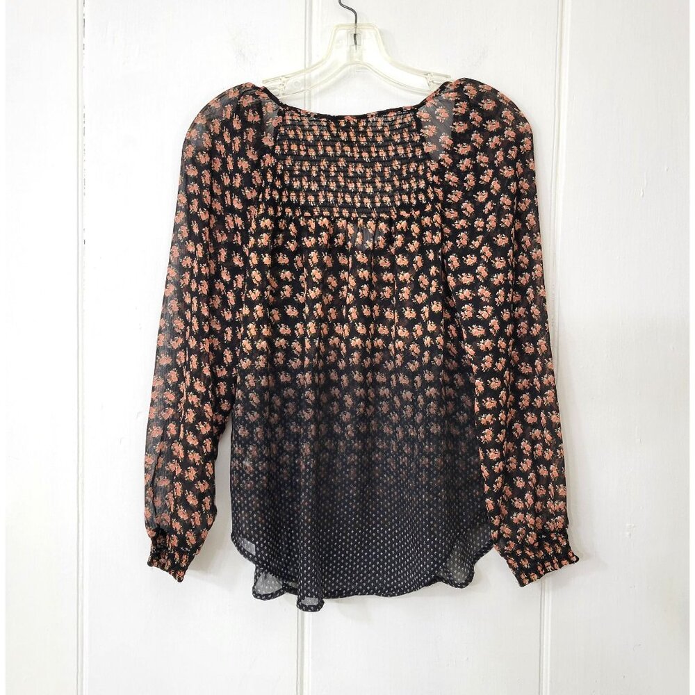 Princess Vera Wang Sheer Black Floral Peasant Blouse - Picture 3 of 4